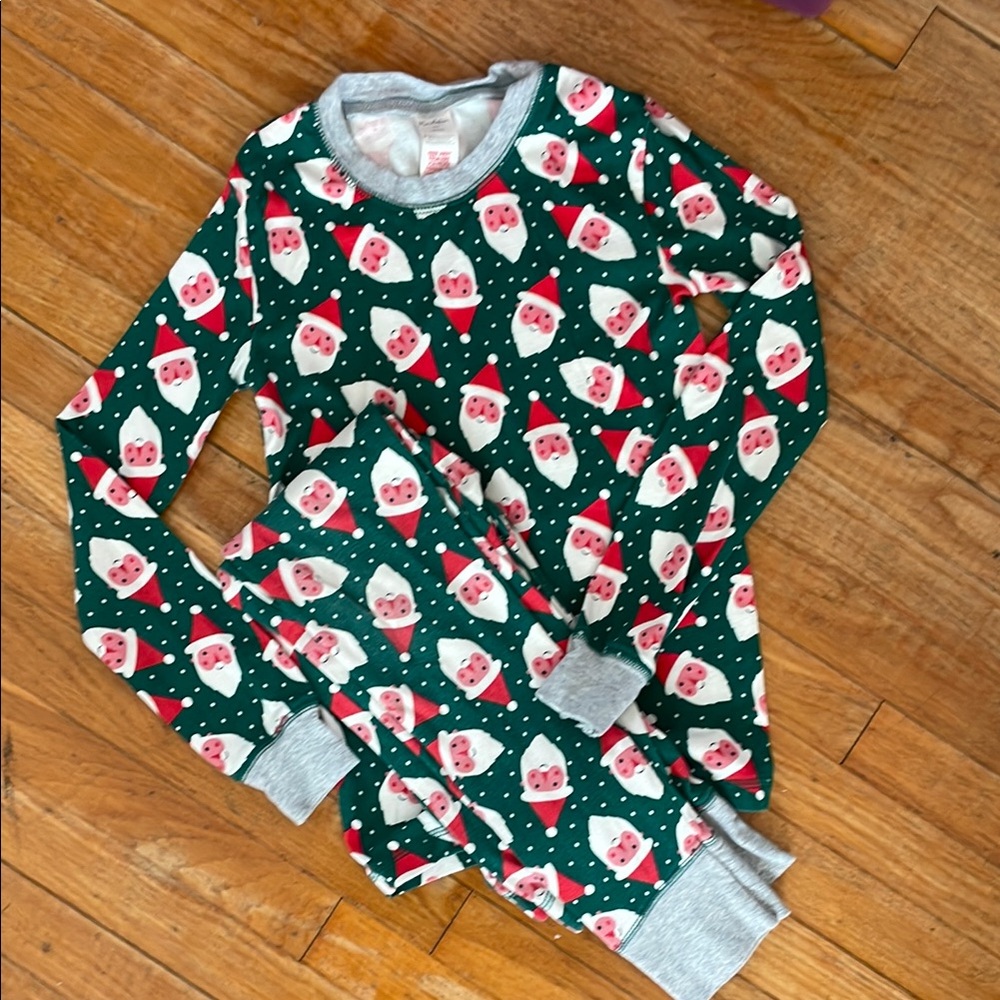 Kids Santa Print Pajamas - Green